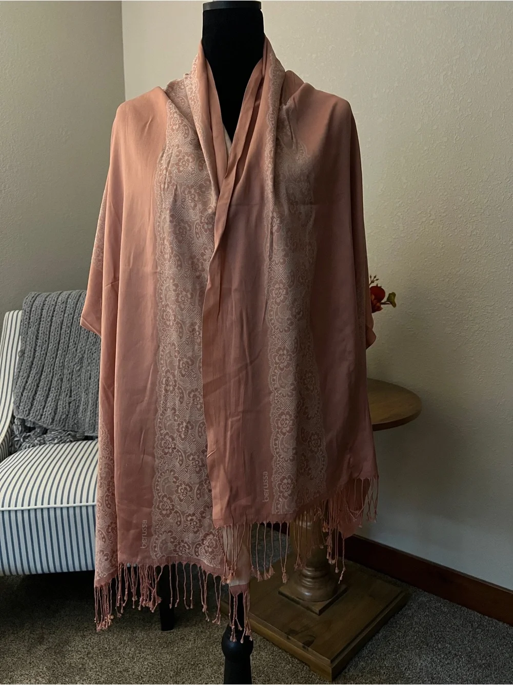 Pashmina Turkish Elegant Pink Women's Scarf - Lightweight Fringe Wrap